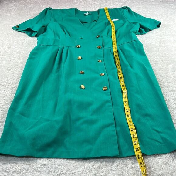 Vintage 80s VLP Plus teal button down power suit dress, size 24 - Picture 4 of 11